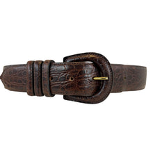 Load image into Gallery viewer, 80s Brown Italian Alligator Calfskin Cinch Belt Size Large
