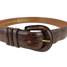 Load image into Gallery viewer, 80s Brown Italian Alligator Calfskin Cinch Belt Size Large
