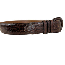 Load image into Gallery viewer, 80s Brown Italian Alligator Calfskin Cinch Belt Size Large
