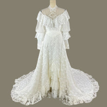 Load image into Gallery viewer, Vintage Bohemian Lace Wedding Dress Size XS
