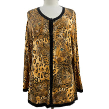 Load image into Gallery viewer, Vintage Animal Print Knit Cardigan Sweater with Sequin Size Medium
