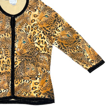 Load image into Gallery viewer, Vintage Animal Print Knit Cardigan Sweater with Sequin Size Large
