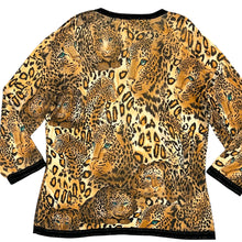 Load image into Gallery viewer, Vintage Animal Print Knit Cardigan Sweater with Sequin Size Large
