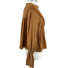 Load image into Gallery viewer, 100% Cotton Tan Peasant Top Size Medium
