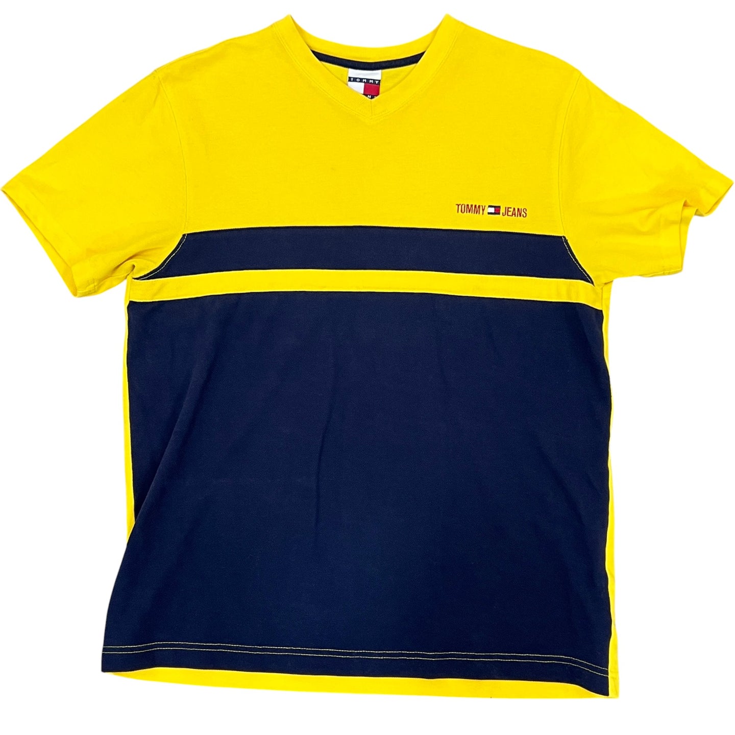 Y2K Tommy Jeans Color Block V Neck Size Small