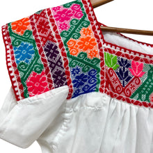 Load image into Gallery viewer, 100% Cotton White Embroidered Floral Peasant Top Size Small
