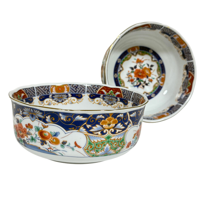 Vintage Japanese Imari Arita Porcelain Bowl Set of 2