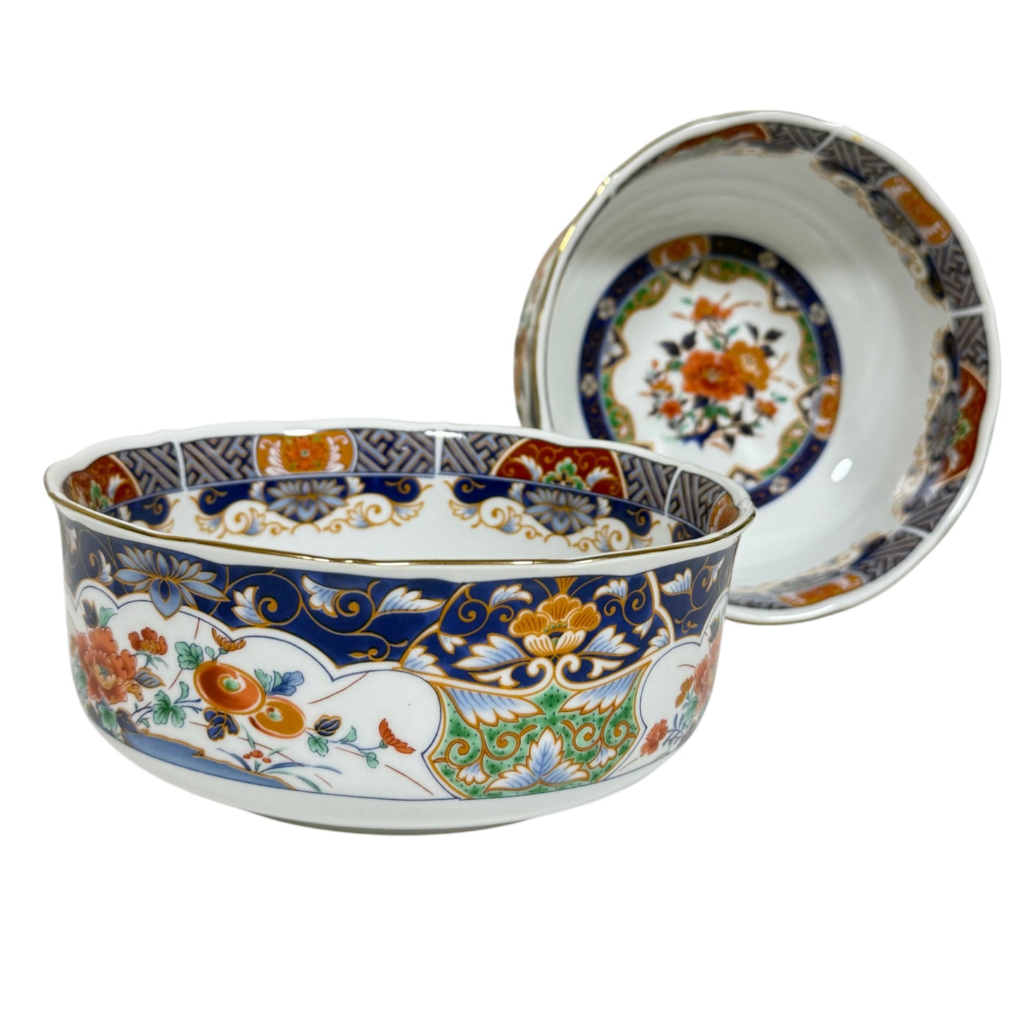 Vintage Japanese Imari Arita Porcelain Bowl Set of 2