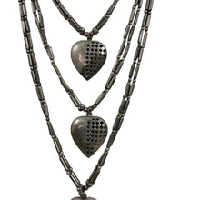 Load image into Gallery viewer, Vintage Multi Strand Heart Necklace Mixed Metal Partial Sterling 30"
