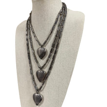 Load image into Gallery viewer, Vintage Multi Strand Heart Necklace Mixed Metal Partial Sterling 30"
