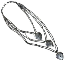Load image into Gallery viewer, Vintage Multi Strand Heart Necklace Mixed Metal Partial Sterling 30"
