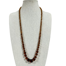 Load image into Gallery viewer, Vintage Amber Color Square Bead Necklace Knotted
