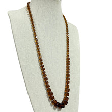 Load image into Gallery viewer, Vintage Amber Color Square Bead Necklace Knotted
