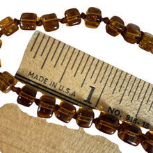 Load image into Gallery viewer, Vintage Amber Color Square Bead Necklace Knotted
