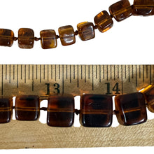 Load image into Gallery viewer, Vintage Amber Color Square Bead Necklace Knotted
