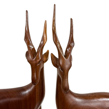 Load image into Gallery viewer, Mid Century Hand Carved Wooden Antelope Figurines 1 Pair
