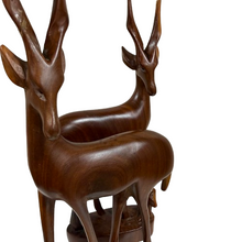 Load image into Gallery viewer, Mid Century Hand Carved Wooden Antelope Figurines 1 Pair
