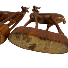 Load image into Gallery viewer, Mid Century Hand Carved Wooden Antelope Figurines 1 Pair
