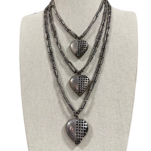 Load image into Gallery viewer, Vintage Multi Strand Heart Necklace Mixed Metal Partial Sterling 30"
