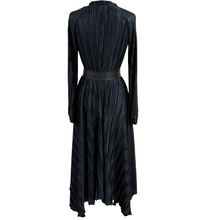 Load image into Gallery viewer, Black Pleated 70s Style Long Sleeve Maxi Dress Size Small
