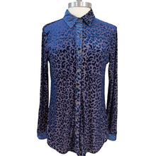 Load image into Gallery viewer, Semi Sheer Blue Animal Print Button Up Shirt Size Small
