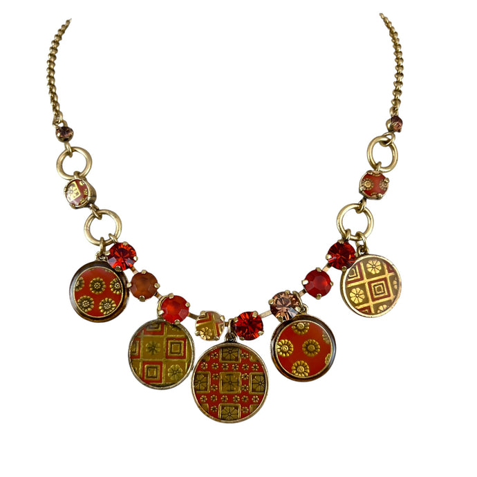 Danish Design Orange Pendant Coin Charm Necklace