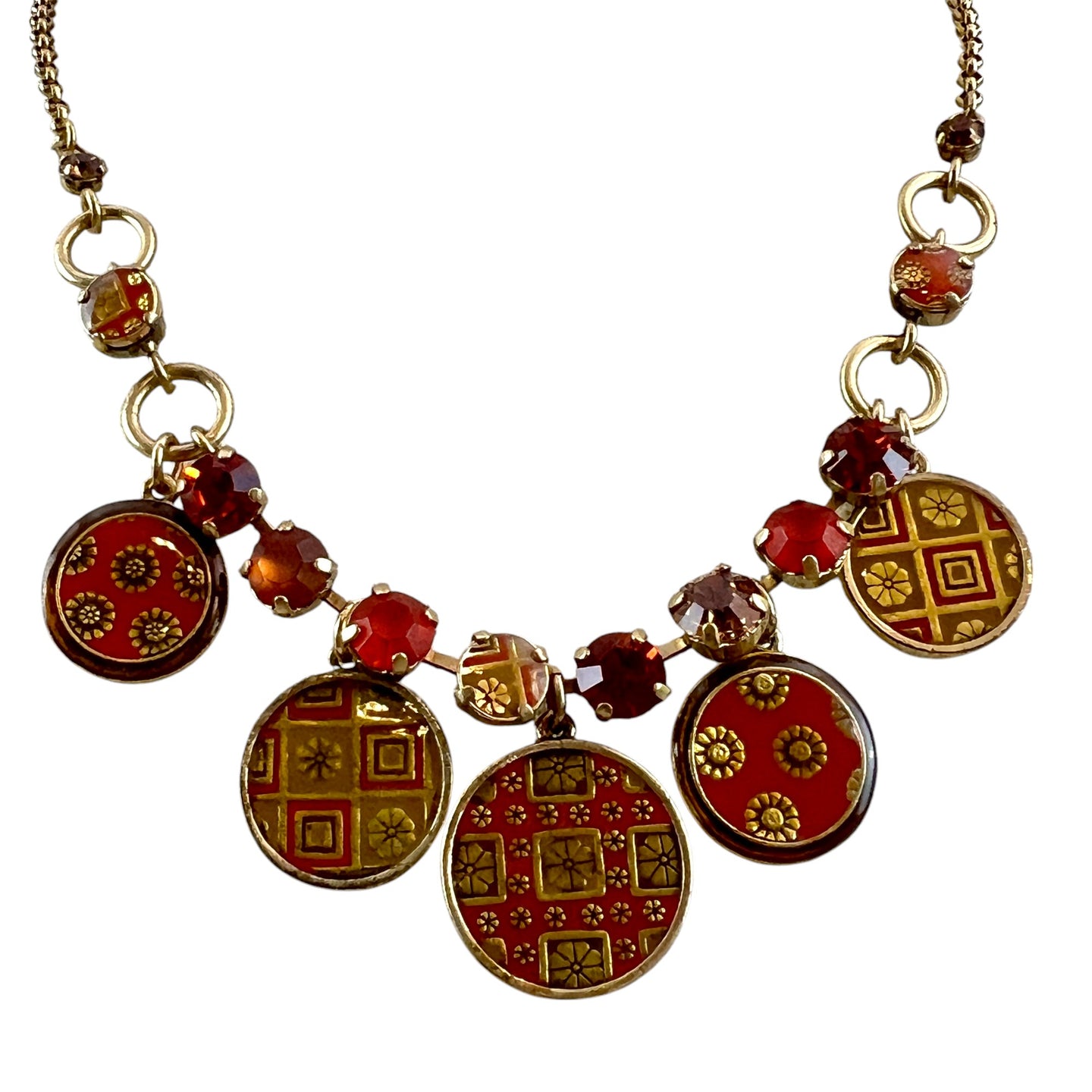 Orange Pendant Coin Charm Necklace