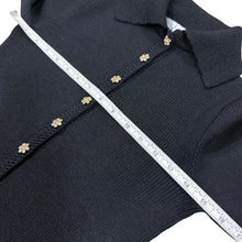 Load image into Gallery viewer, Vintage St. John Knits Black Knit Cardigan Crystal Floral Buttons XS-Small
