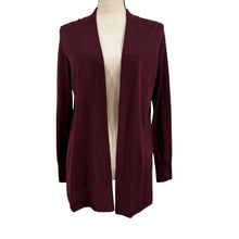 Load image into Gallery viewer, Talbots Open-Front Merino Wool Cardigan Burgundy Medium
