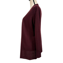 Load image into Gallery viewer, Talbots Open-Front Merino Wool Cardigan Burgundy Medium
