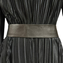 Load image into Gallery viewer, 80s Black Leather Cinch Belt with Gold Buckle Size Large
