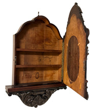 Load image into Gallery viewer, Victorian Eastlake Rosewood Wall Cabinet with Brass Floral &amp; Mother of Pearl Inlay
