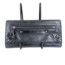 Load image into Gallery viewer, Vintage Black Leather Moto Wallet Tri-Fold Checkbook
