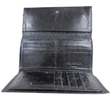 Load image into Gallery viewer, Vintage Black Leather Moto Wallet Tri-Fold Checkbook
