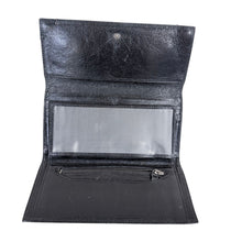 Load image into Gallery viewer, Vintage Black Leather Moto Wallet Tri-Fold Checkbook
