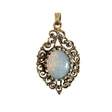Load image into Gallery viewer, Vintage 14K Solid Gold Filigree Opal Pendant Victorian Revival
