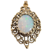 Load image into Gallery viewer, Vintage 14K Solid Gold Filigree Opal Pendant Victorian Revival
