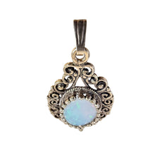 Load image into Gallery viewer, Vintage 14K Solid Gold Filigree Opal Pendant Victorian Revival
