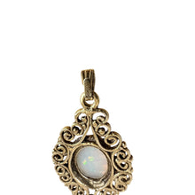 Load image into Gallery viewer, Vintage 14K Solid Gold Filigree Opal Pendant Victorian Revival
