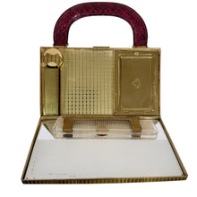Load image into Gallery viewer, 50s Red Snakeskin Evans Elegance Vanity Case with Lipstick &amp; Mirror
