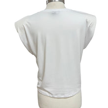 Load image into Gallery viewer, Y2K Bebe Rhinestone Logo White Stretch Tee Top Small 2000s Crystal Bling Shirt
