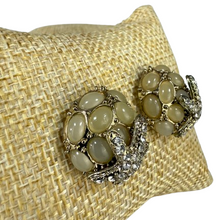 Load image into Gallery viewer, Vintage Gold Starfish Rhinestone Stud Earrings with Beige Cabochons
