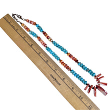 Load image into Gallery viewer, Southwestern Spiny Oyster &amp; Turquoise Tab Pendant Necklace
