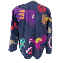 Load image into Gallery viewer, Vintage Girasol Mexican Folk Art Denim Appliqué Jacket Size Medium
