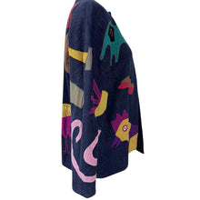 Load image into Gallery viewer, Vintage Girasol Mexican Folk Art Denim Appliqué Jacket Size Medium

