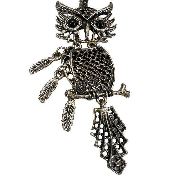 Silver Tone Owl Pendant 3
