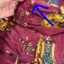 Load image into Gallery viewer, VTG 90s Equestrian Gold Baroque Saddle Scarf Style Button up Shirt L/XL
