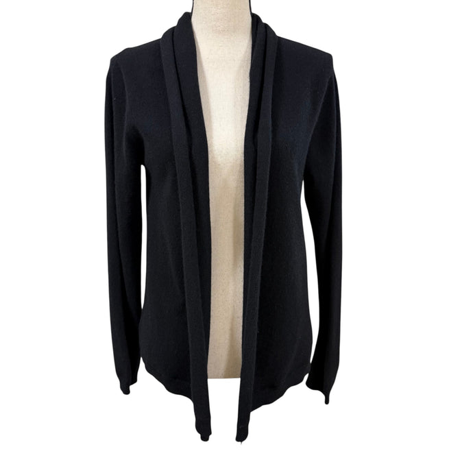Black 100% Cashmere Open Cardigan Knit Sweater Size Medium