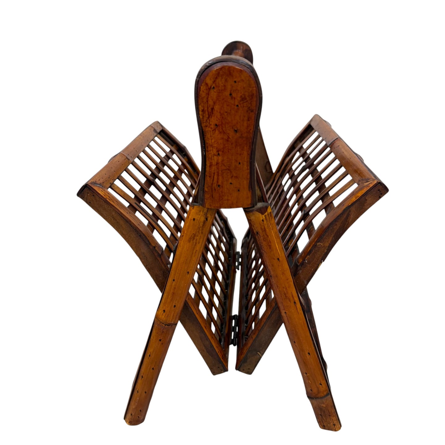 Mid-century Bamboo & Wood Folding Magazine Rack