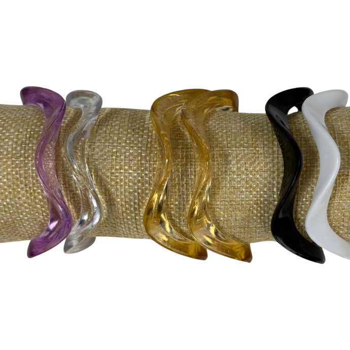 Vintage 80s Squiggly Plastic Bangle Bracelets